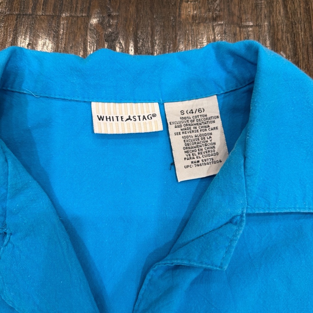 White Stag Bright Turquoise Camp-Collar Shirt - Picture 3 of 4